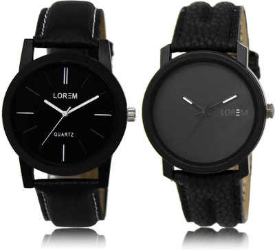 

LOREM LR5-21 COMBO Black Round Boy's Leather Watch - For Men