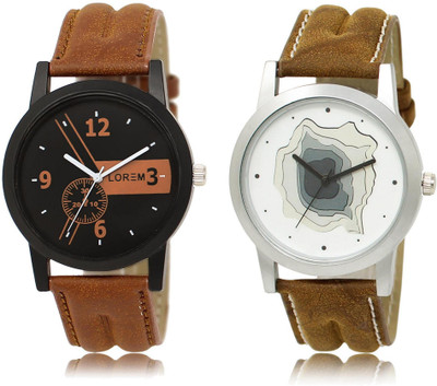 

LOREM LR1-9 COMBO White & Black Round Boy's Leather Watch - For Men