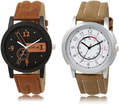 

LOREM LR1-17 COMBO White & Black Round Boy's Leather Watch - For Men