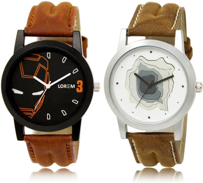 

LOREM LR4-9 COMBO White & Black Round Boy's Leather Watch - For Men