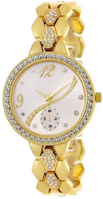 

TRUE KART Gold crystal studded chronograph bracelet strap beautiful With 1 year Warranty Watch - For Women