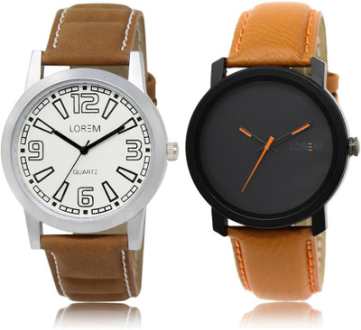 

LOREM LR15-20 COMBO Black & White Round Boy's Leather Watch - For Men