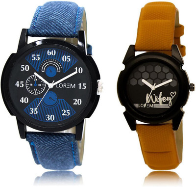 

LOREM LR2-235 COMBO Black Round Boy's & Girl's Leather Watch - For Men & Women