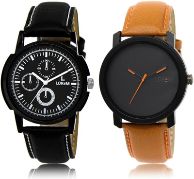 

LOREM LR13-20 COMBO Black Round Boy's Leather Watch - For Men