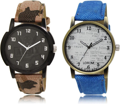 

LOREM LR3-28 COMBO White & Black Round Boy's Leather Watch - For Men