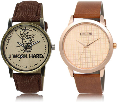 

LOREM LR29-34 COMBO Rose Gold & Grey Round Boy's Leather Watch - For Men