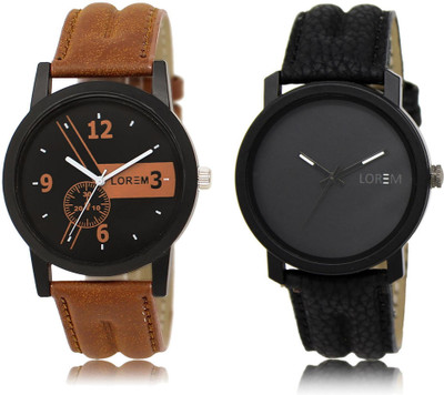 

LOREM LR1-21 COMBO Black Round Boy's Leather Watch - For Men
