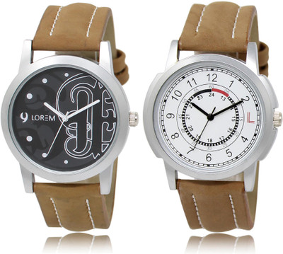 

LOREM LR14-17 COMBO White & Black Round Boy's Leather Watch - For Men