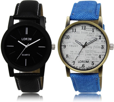 

LOREM LR5-28 COMBO White & Black Round Boy's Leather Watch - For Men