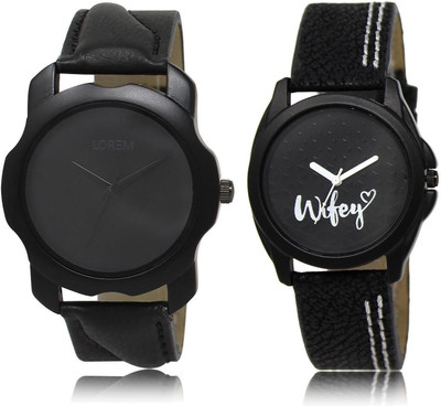 

LOREM LR22-234 COMBO Black Round Boy's & Girl's Leather Watch - For Men & Women