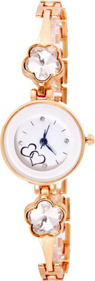 

COSMIC G-8011 Fancy and Stylish White Floral Stones studded white dial iconic flowers rosegold girls and ladies bracelet Watch - For Women