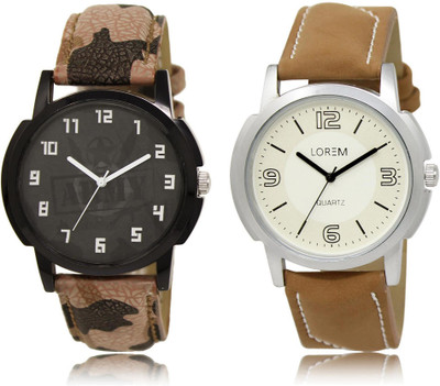 

LOREM LR3-16 COMBO White & Black Round Boy's Leather Watch - For Men