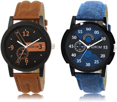 

LOREM LR1-2 COMBO Black Round Boy's Leather Watch - For Men