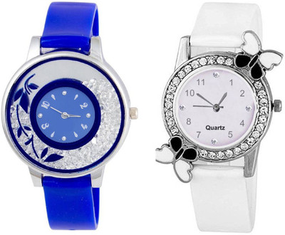 

Rage Enterprise Stylish Blue Movable Diamond White Butterfly Dial Fancy Men & Women Watch - For Girls