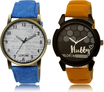 

LOREM LR28-32 COMBO Black & White Round Boy's Leather Watch - For Men