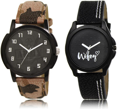 

LOREM LR3-234 COMBO Black Round Boy's & Girl's Leather Watch - For Men & Women