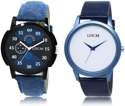 

LOREM LR2-33 COMBO White & Black Round Boy's Leather Watch - For Men