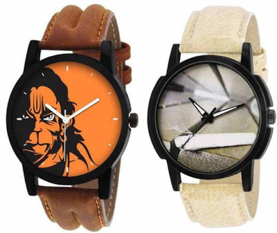 

iDIVAS Combo Of Two Multicolour Leather Strap 71424 Watch - For Men