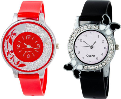 

Rage Enterprise Fancy Designer Look Red & Black Stylish Diamond Dial Fancy PU Belt Boys & Girls Watch - For Men & Women
