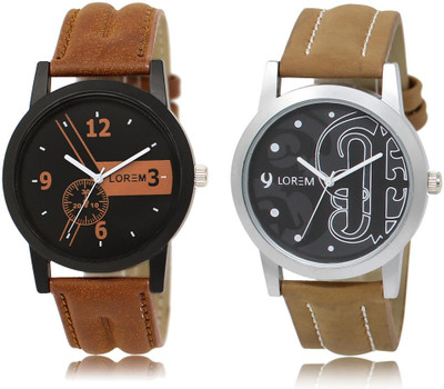

LOREM LR1-14 COMBO Black Round Boy's Leather Watch - For Men