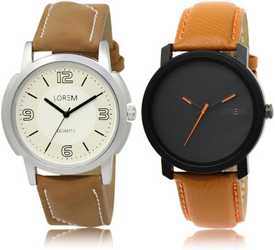 

LOREM LR16-20 COMBO Black & White Round Boy's Leather Watch - For Men