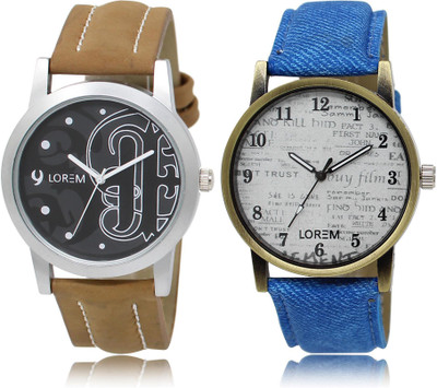 

LOREM LR14-28 COMBO White & Black Round Boy's Leather Watch - For Men