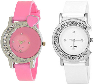 

Rage Enterprise New Stylish Pink *White Diamond Stylish Boys & Girls Watch - For Men & Women