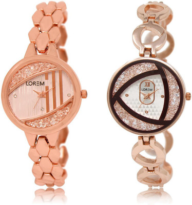 

LOREM LR222-238 COMBO Silver & Rose Gold Round Girl's Metal Bracelet Watch - For Women