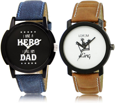 

LOREM LR7-18 COMBO White & Black Round Boy's Leather Watch - For Men