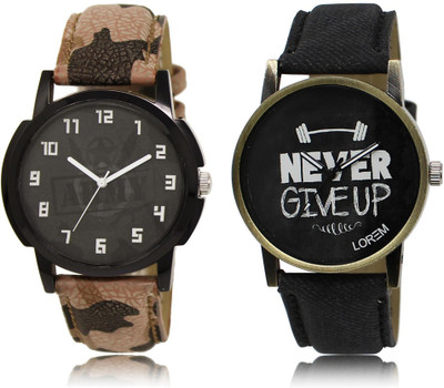 

LOREM LR3-27 COMBO Black Round Boy's Leather Watch - For Men