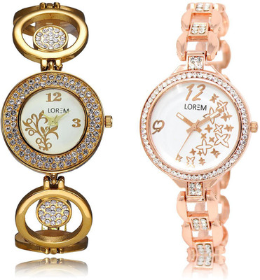 

LOREM LR204-210 COMBO Multicolor Round Girl's Metal Bracelet Watch - For Women