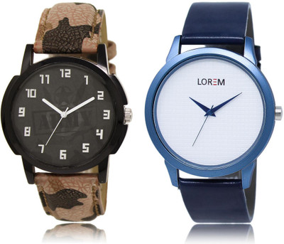 

LOREM LR3-33 COMBO White & Black Round Boy's Leather Watch - For Men