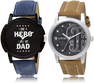 

LOREM LR7-14 COMBO Black Round Boy's Leather Watch - For Men