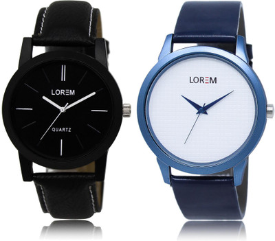 

LOREM LR5-33 COMBO White & Black Round Boy's Leather Watch - For Men