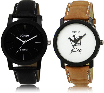 

LOREM LR5-18 COMBO White & Black Round Boy's Leather Watch - For Men