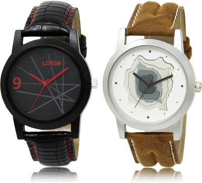 

LOREM LR8-9 COMBO White & Black Round Boy's Leather Watch - For Men