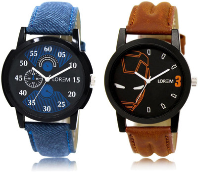 

LOREM LR2-4 COMBO Black Round Boy's Leather Watch - For Men