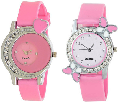 

Rage Enterprise New Stylish Pink Fancy Hear*Butterfly Diamond Men & Women Watch - For Girls