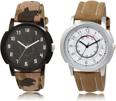 

LOREM LR3-17 COMBO White & Black Round Boy's Leather Watch - For Men