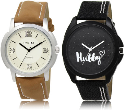 

LOREM LR16-31 COMBO Black & White Round Boy's Leather Watch - For Men