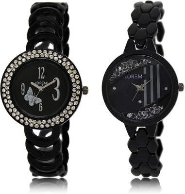 

LOREM LR201-221 COMBO Black Round Girl's Metal Bracelet Watch - For Women