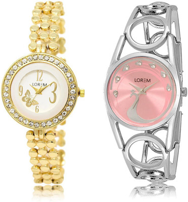 

LOREM LR203-233 COMBO Multicolor Round Girl's Metal Bracelet Watch - For Women