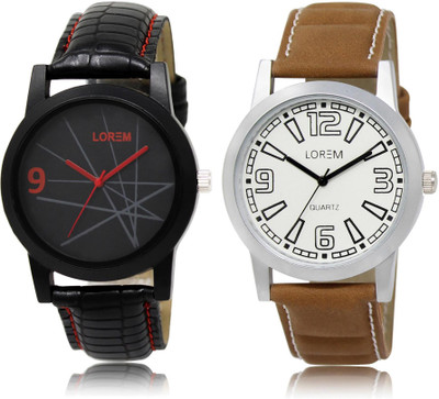 

LOREM LR8-15 COMBO White & Black Round Boy's Leather Watch - For Men