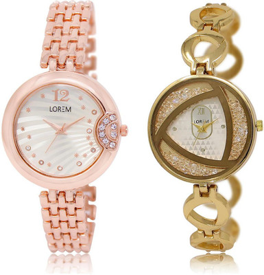 

LOREM LR228-239 COMBO White Round Girl's Metal Bracelet Watch - For Women