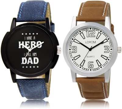 

LOREM LR7-15 COMBO White & Black Round Boy's Leather Watch - For Men