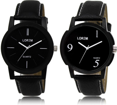 

LOREM LR5-6 COMBO Black Round Boy's Leather Watch - For Men