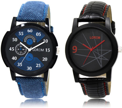 

LOREM LR2-8 COMBO Black Round Boy's Leather Watch - For Men