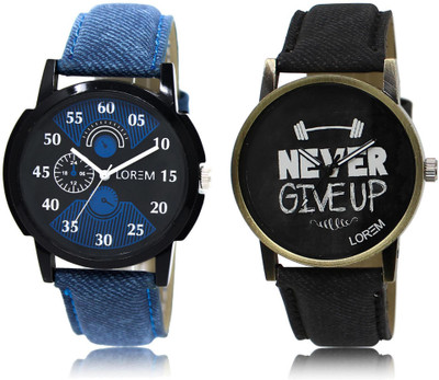 

LOREM LR2-27 COMBO Black Round Boy's Leather Watch - For Men