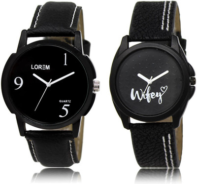

LOREM LR6-234 COMBO Black Round Boy's & Girl's Leather Watch - For Men & Women