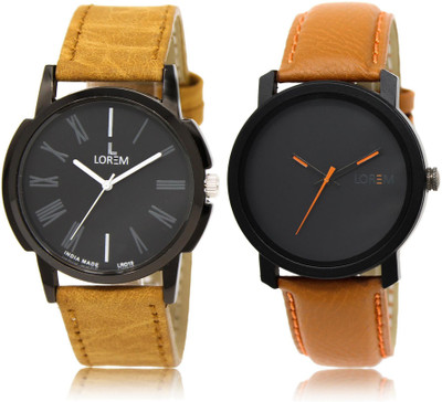 LOREM LR19-20 COMBO Black Round Boy's Leather Watch - For Men